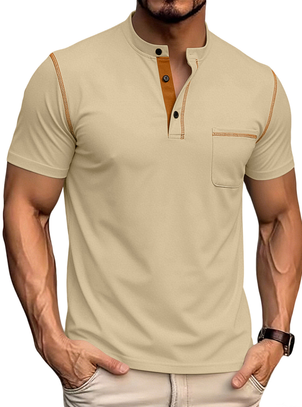 Col Henley pour hommes à la frontière