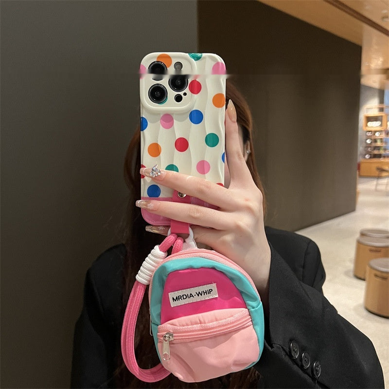Couleur Polka Dot Petit sac à livres Cas de téléphone transportant Strap Crossbody