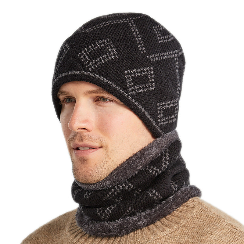 Chapeau de couverture avec motif carré épais pour garder chaud
