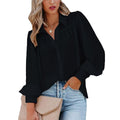 Tie-Up Amazon Manches de lanterne plissées Collier de support de couleur solide