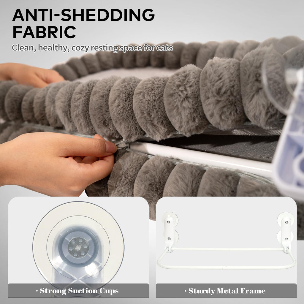 Perche de fenêtre de chat Cloud pour les chats intérieurs Hamac lit pliable Coussin réversible amovible W