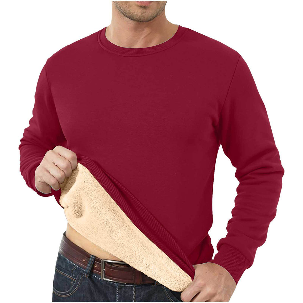 Amazon Autumn and Winter Sweatshirt Hommes Velvet Rond Col Solide Couleur Loose Thermal Unde