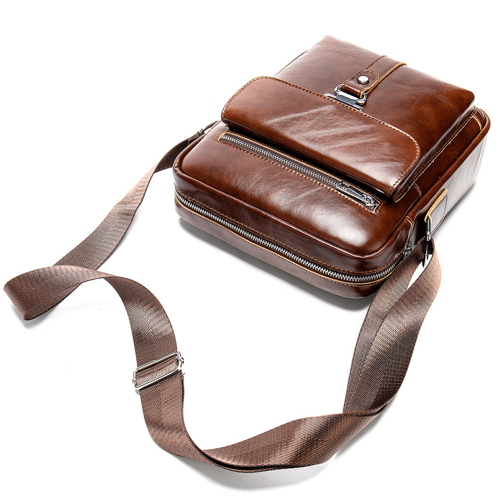 Sac de messager en cuir homme Vintage Casual Première couche Cowhide