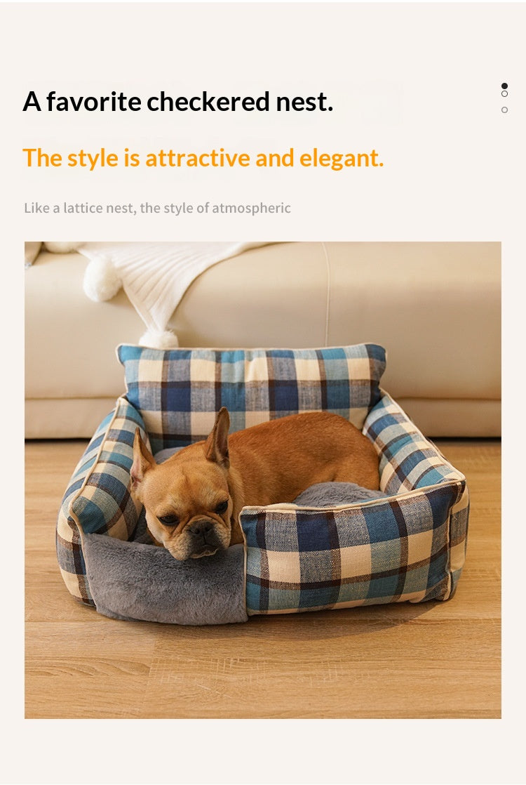 Lit pour animaux de compagnie lavable en toute saison Retro Plaid