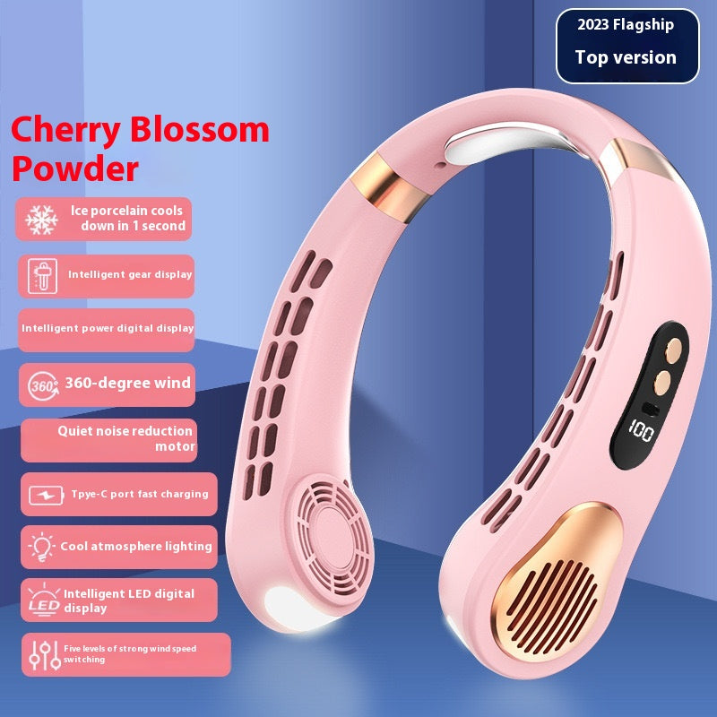Avec affichage numérique léger Ventilateur de Halter sans feuille USB portable Mute Lazy Student Outdoor Halt