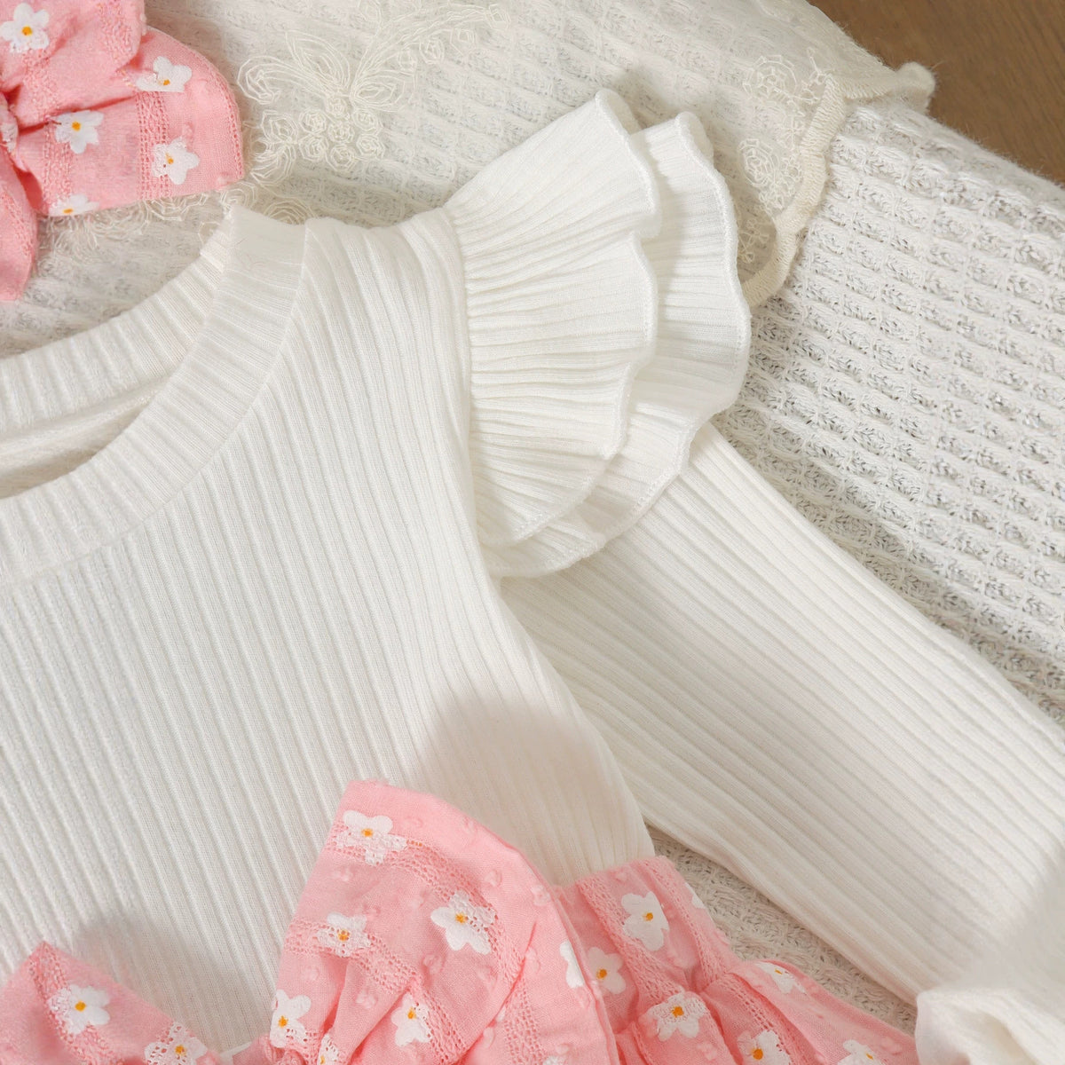 Floral Bowknot Ensemble de robes à une pièce pour filles