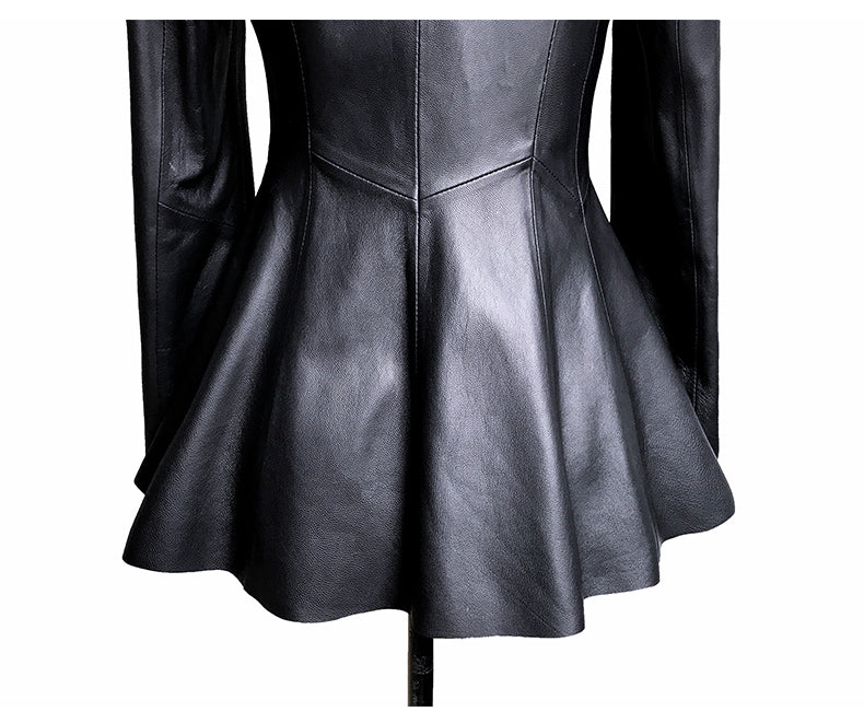 Veste courte en cuir pour femme