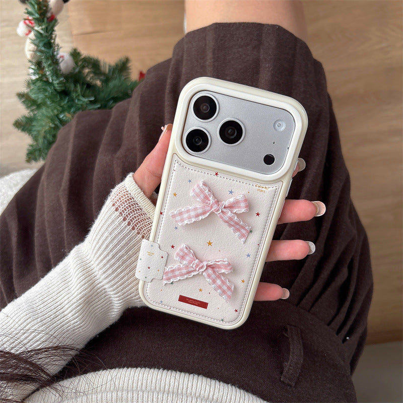 Cas de téléphone couleur Star Ribbon Bow pour femmes