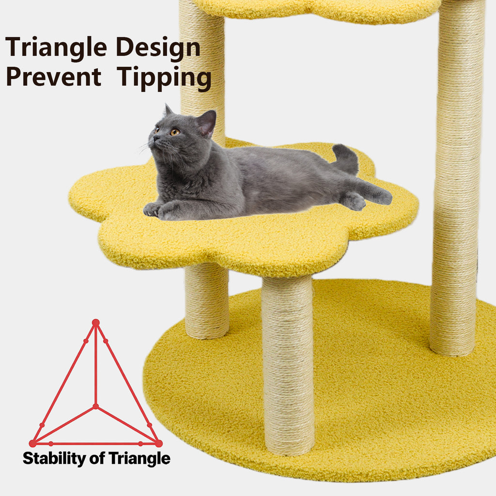 Arbre de chat avec perche confortable amovible & poteaux de scratch Suspension & Jouet Furnit de chat multi-niveaux