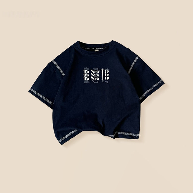 Boys' Letter Print Short Sleeve Two-Piece Set