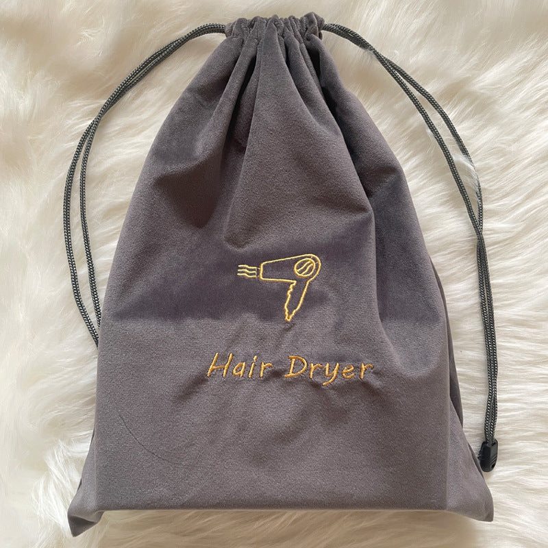 Home Hôtel Flocked tissu sèche cheveux sac de stockage