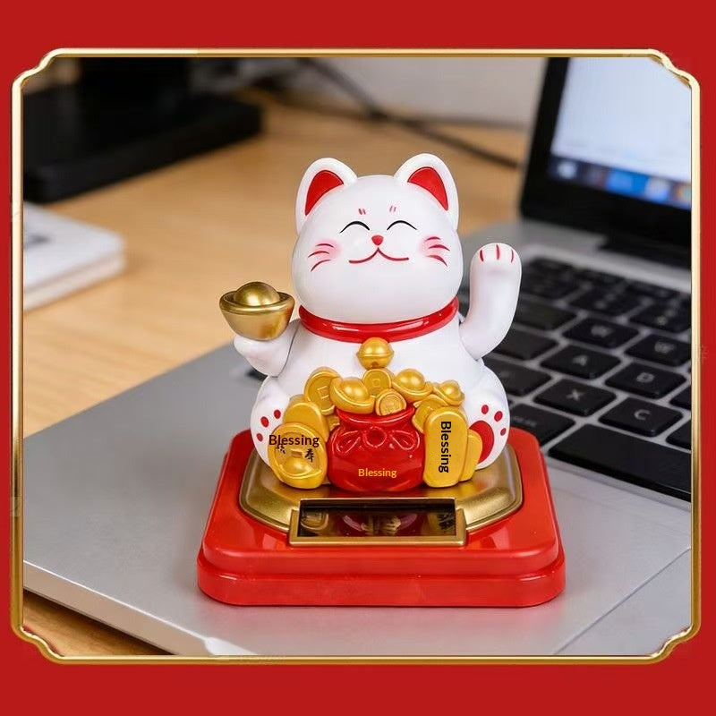 Décoration d'ornement de bureau Fortune Cat à énergie solaire