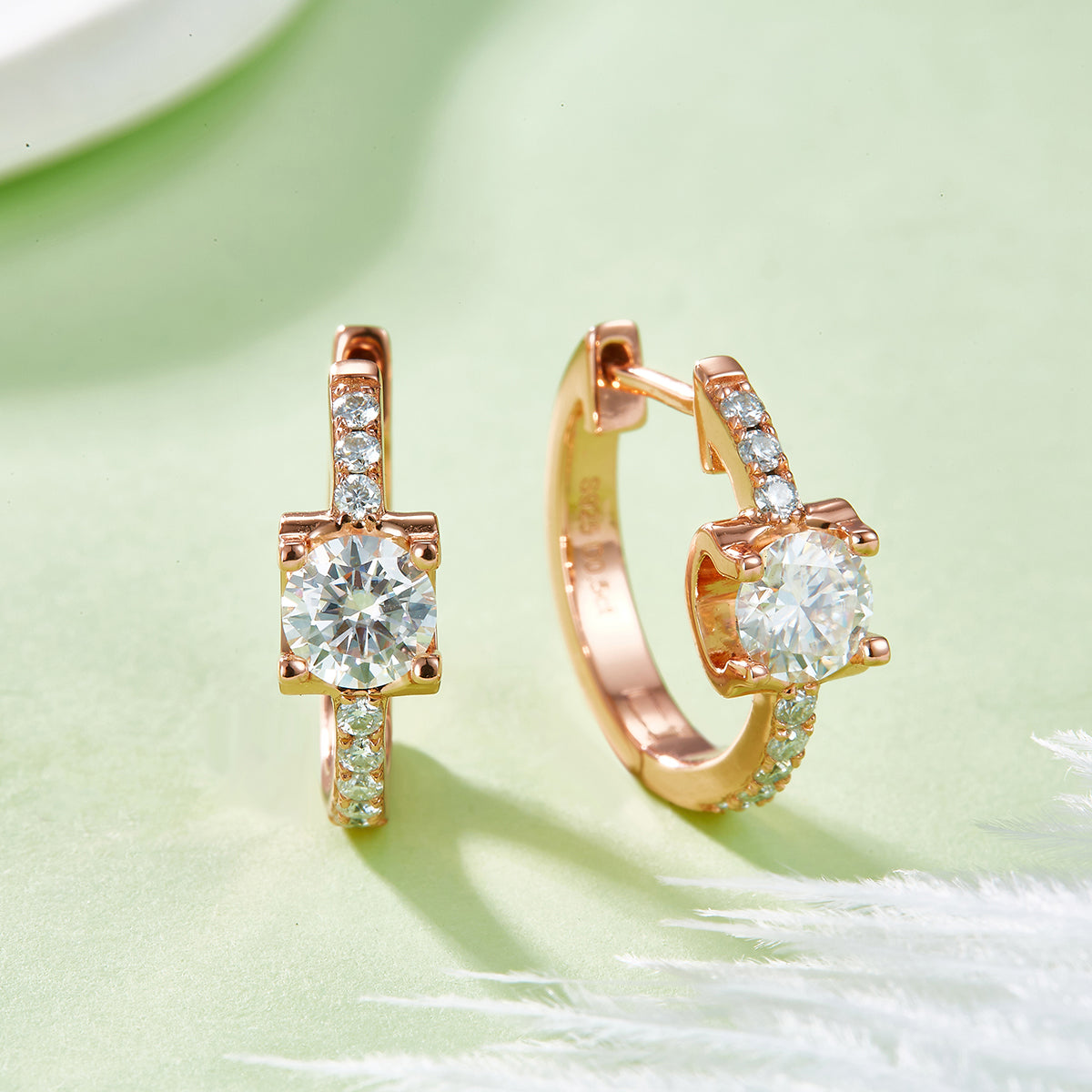 S925 Argent Sterling 1.24CT Boucles d'oreilles Moissanite Hoop 16,5 mm plaqué platine Hougie Hoops W