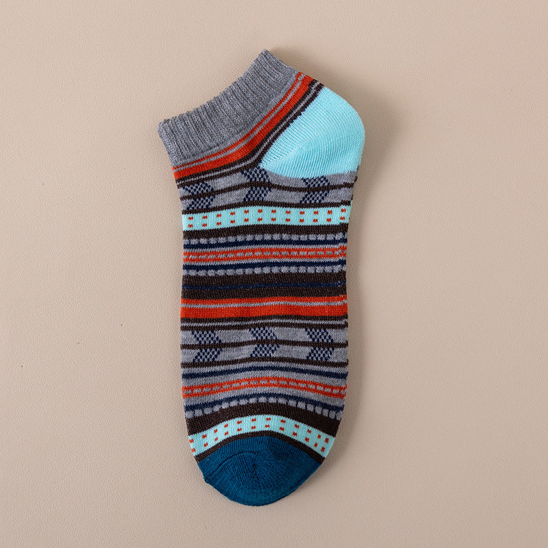 Chaussettes pour hommes style Harajuku Chaussettes à cheville avec motifs ethniques