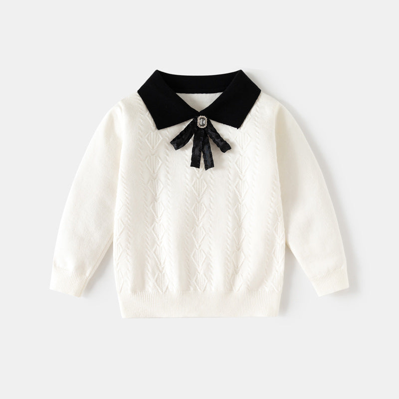 Des filles polyvalentes Lapel tricoté chemise de bas