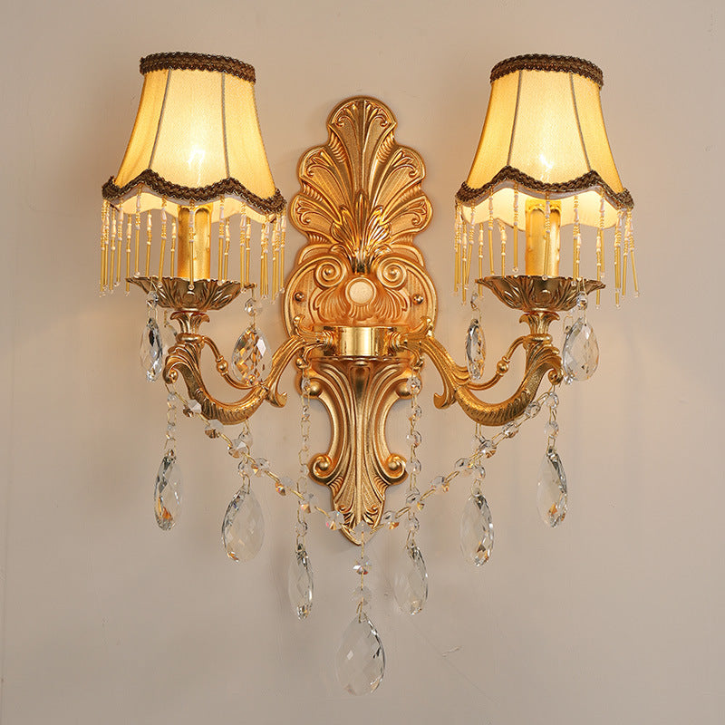 Salle de séjour Golden Crystal Wall Sconces Villa Hôtel Hallway Corridor Décorative Wall Light