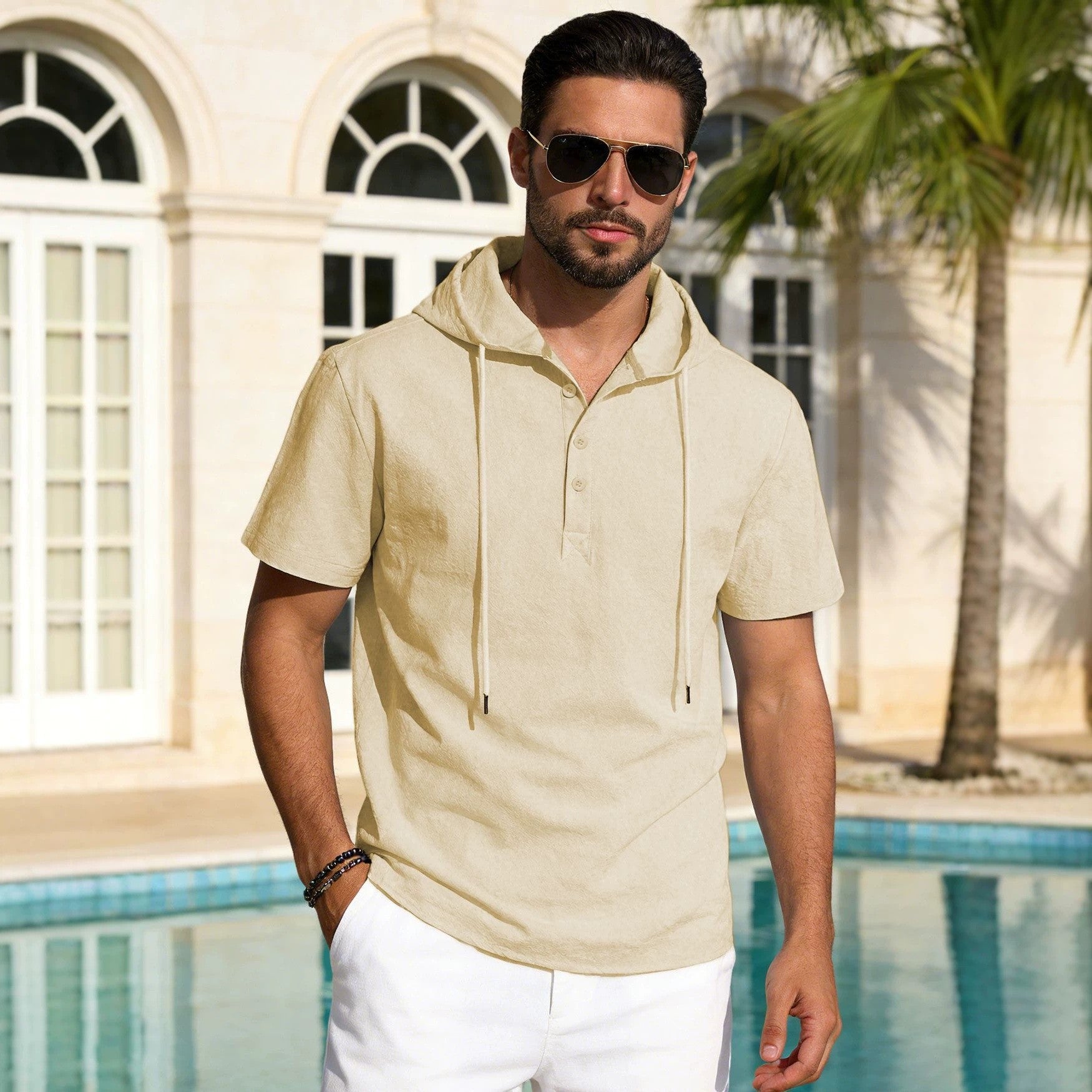 Chemise en lin manches courtes pour hommes