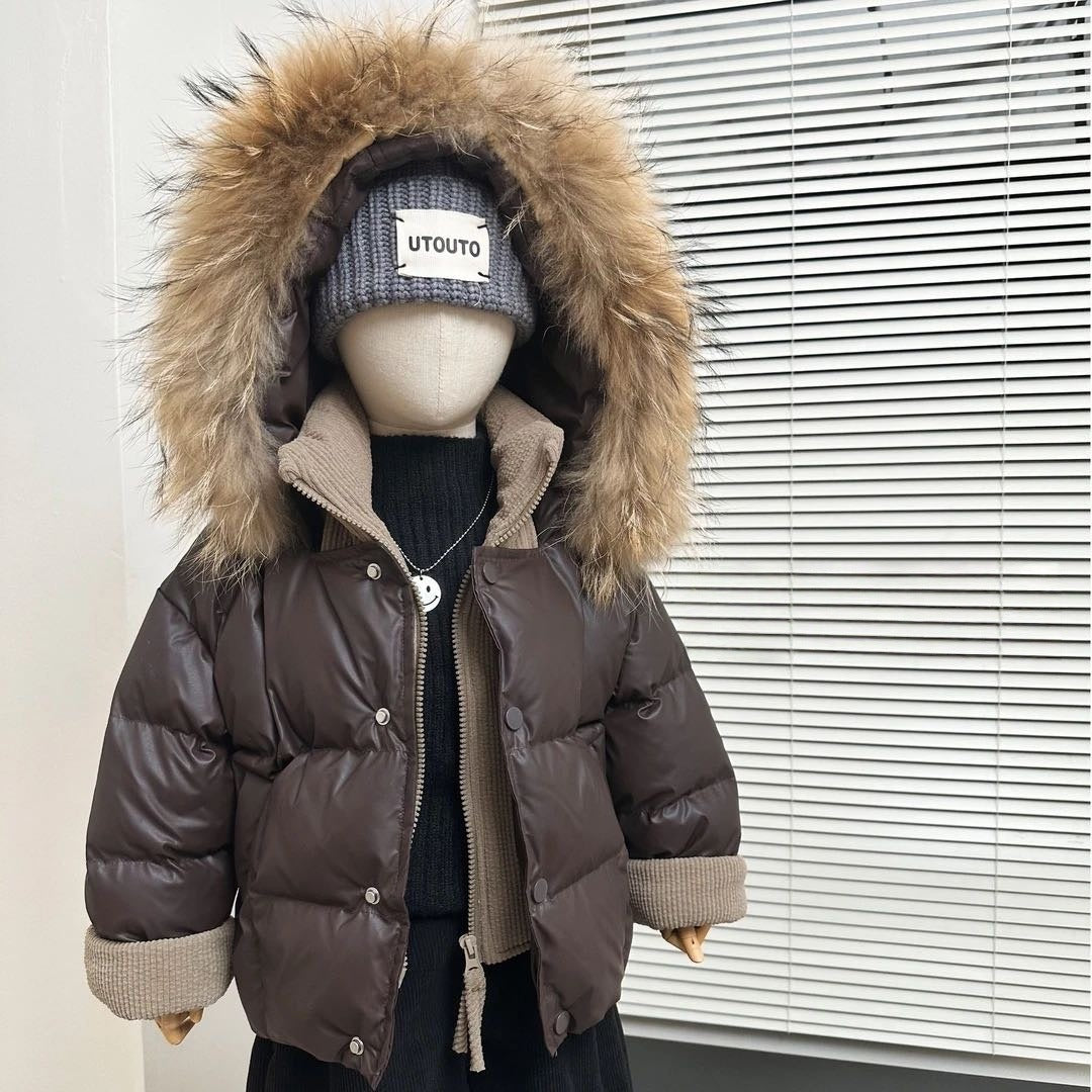 Veste de coton Hiver Down pour enfants Faux Deux pièces