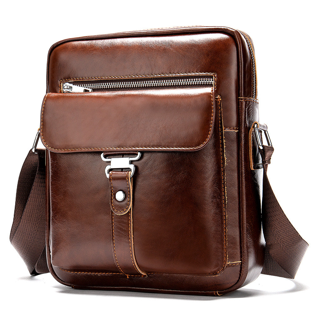 Sac de messager en cuir homme Vintage Casual Première couche Cowhide