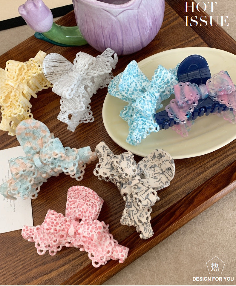 Acétate Dentelle Bow Barrettes Sweet Temperament Girl