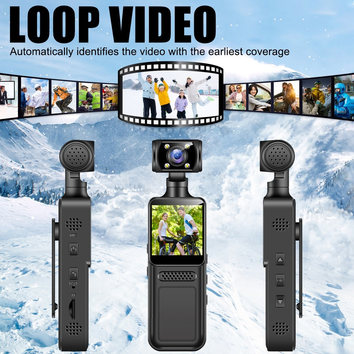 HD 4K Pocket Action Camera Rotation WiFi Vlog Caméscope Sports portables DV