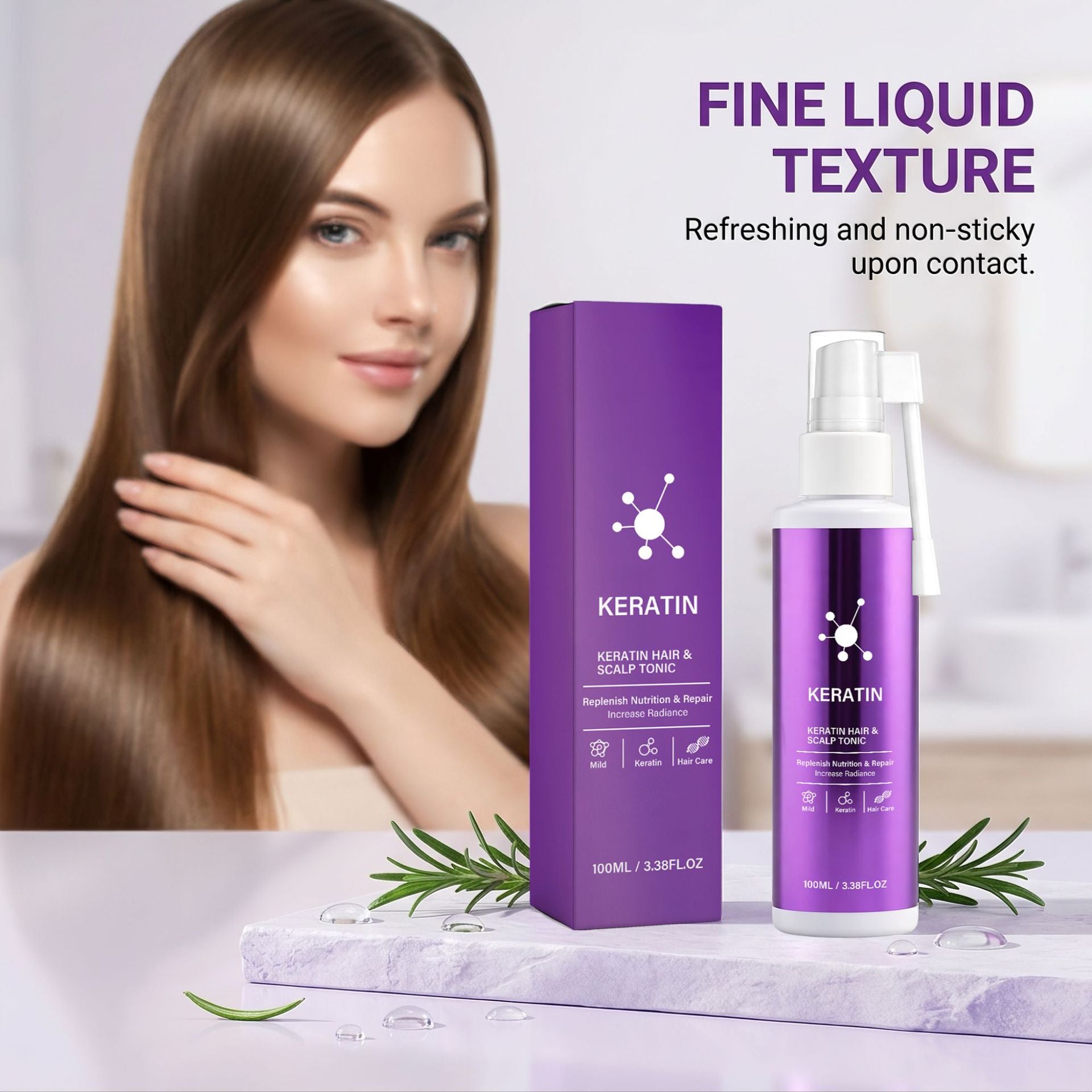 Keratin cheveux Serumgentle soin pour le scalp laissant les brins de lumière et de générosité