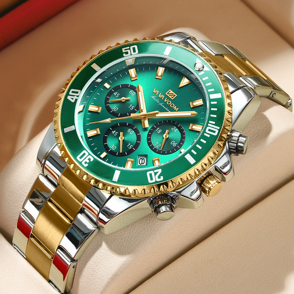 Montre Quartz multifonctionnelle à trois yeux étanche Et lumineux