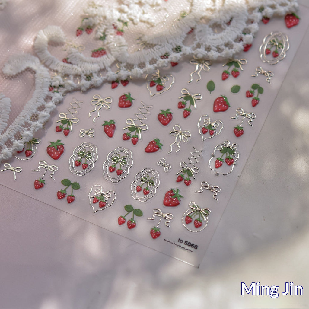 Stickers de style japonais Instagram Inspiré fraise et clou de métal Bow