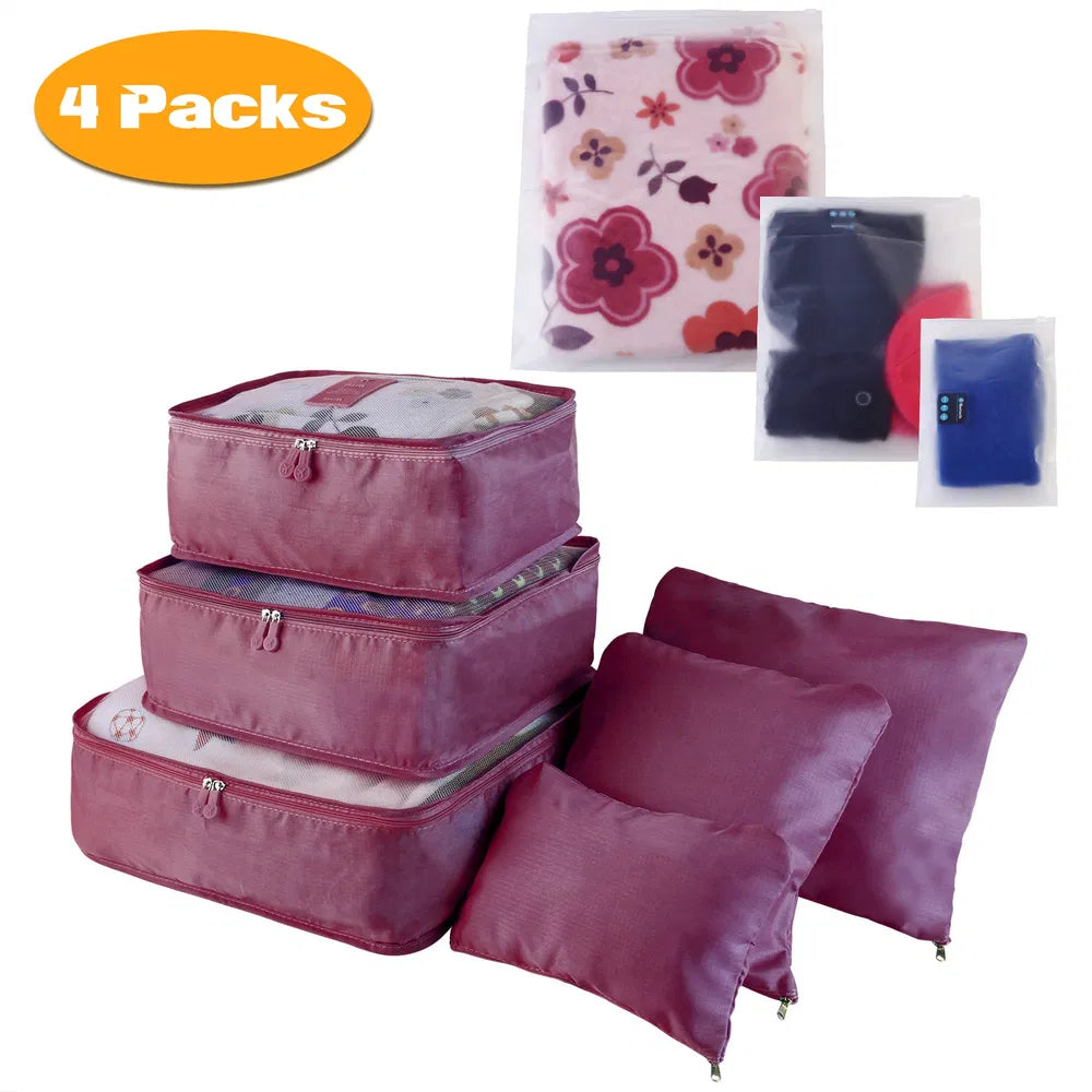 9Pcs Set Sacs de rangement Sacs de voyage résistant à l'eau Organisateur de bagages Vêtements Emballage Cu