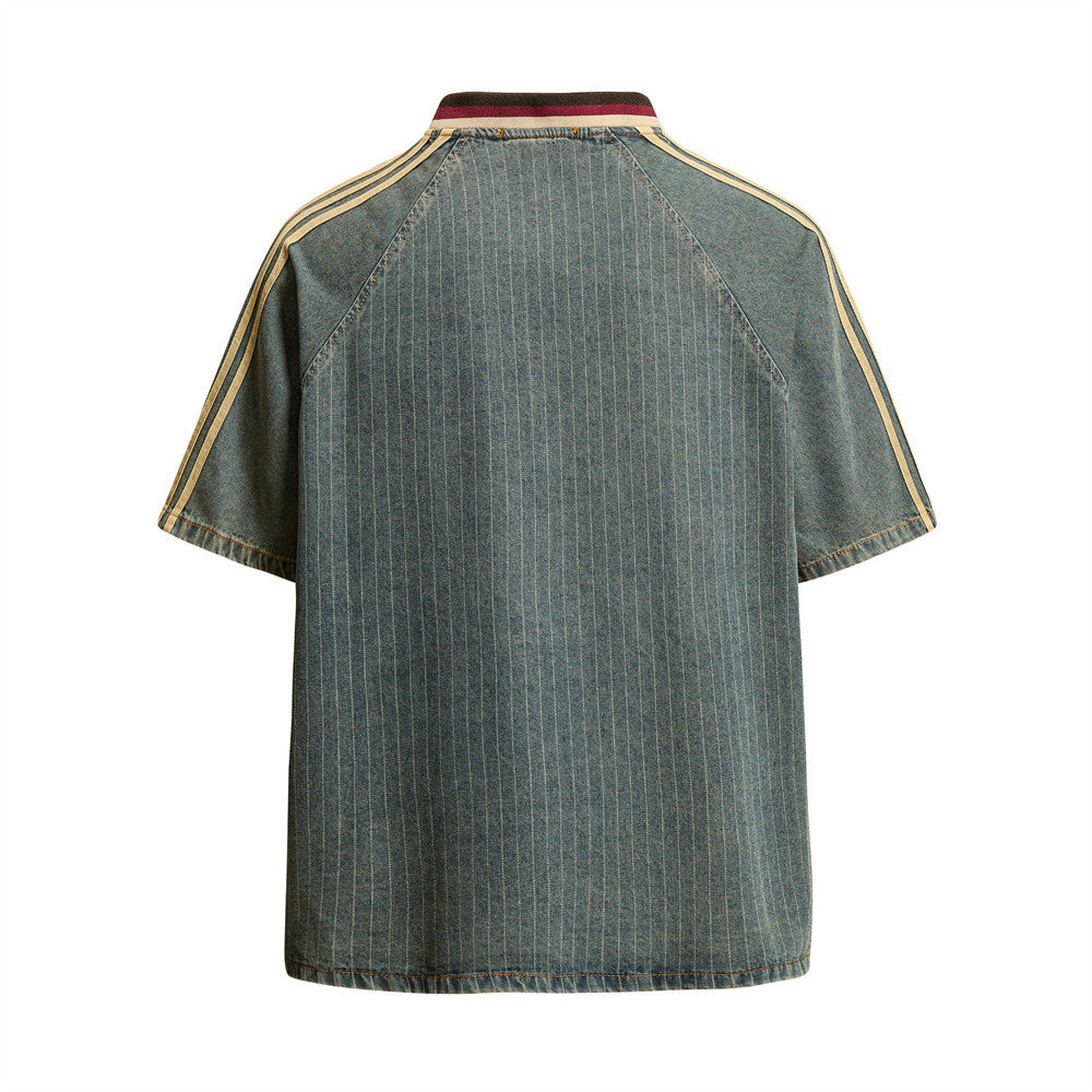 Hommes Retro Punk Street-Style Patchwork Raglan demi- Manches Cotton Top