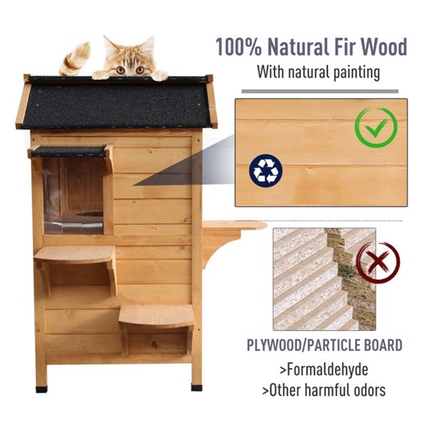 Wooden cat house