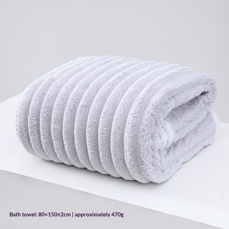 Thick coral striped bath sheet