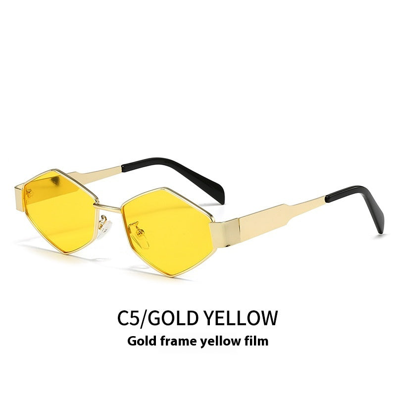 Cool Square Mode Polygon Rhombus Lunettes de soleil en métal