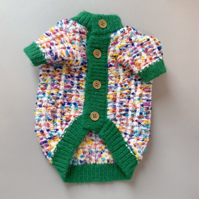 Chandail de cardigan de chien couleur-bloc