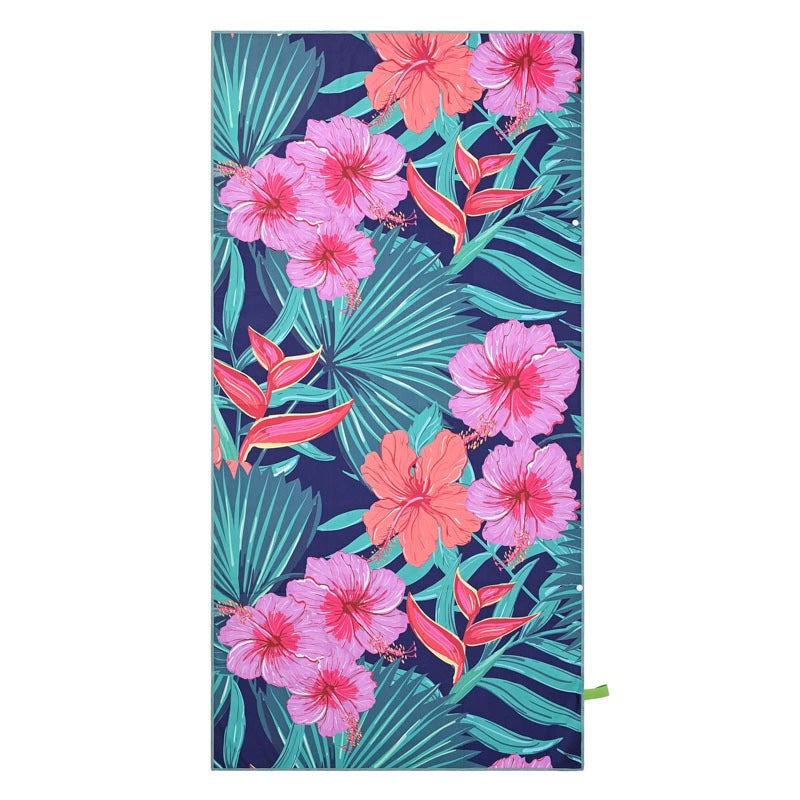 Serviette de plage en microfibre à double bord de corail