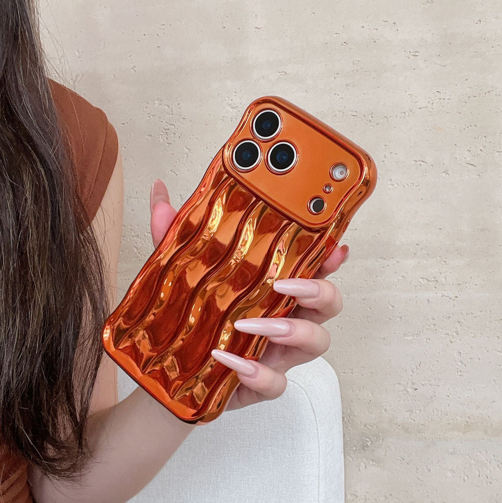 Solid Color Advanced Plating Stripe Phone Case