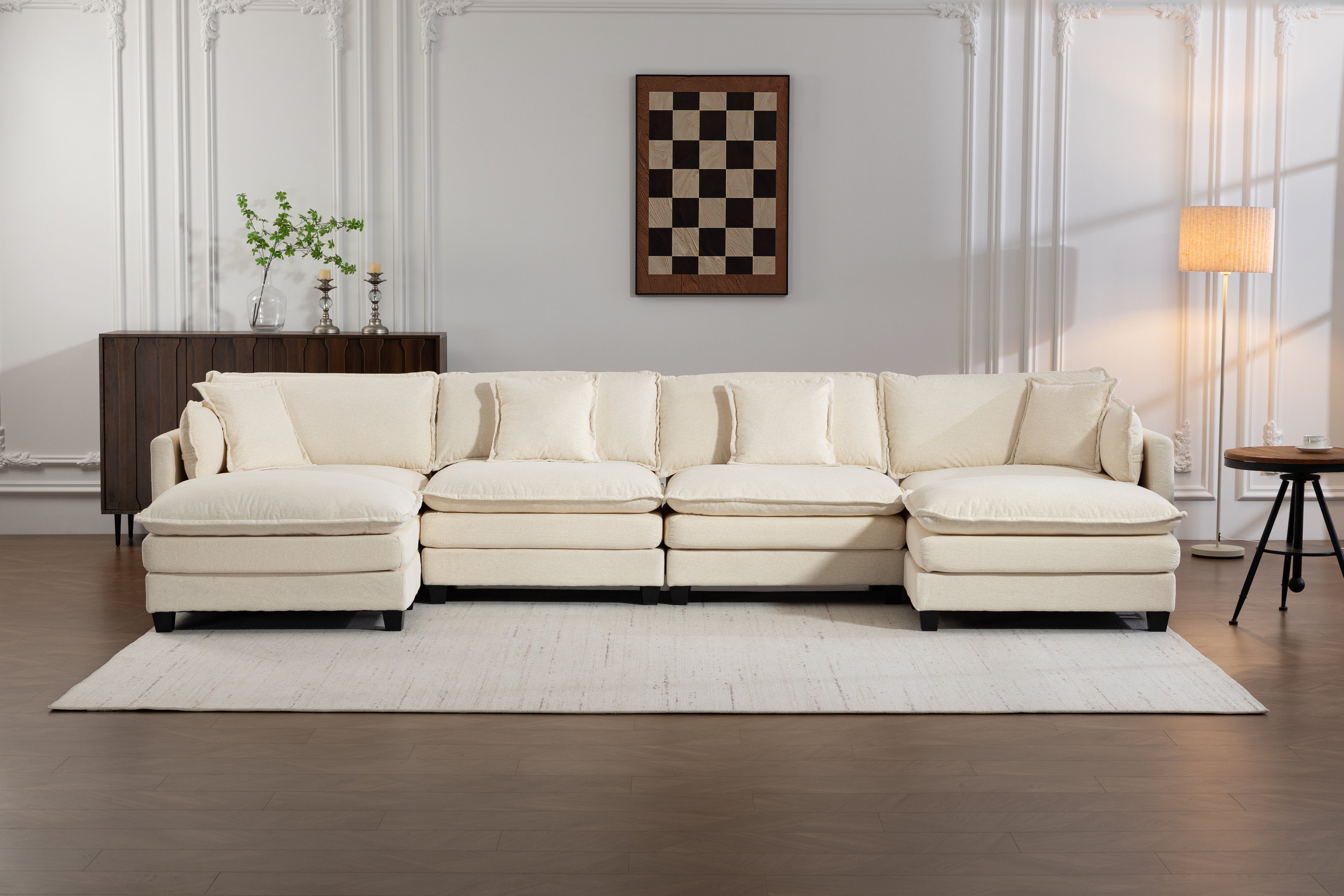 Moderne 4 places avec 2ottoman 149.61" Canapé sectionnel avec oreillers de taille