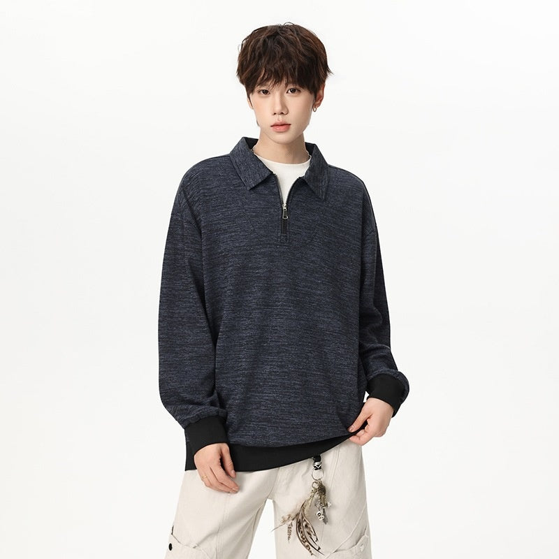 Homme Texturé demi-zip pull à capuche parfait pour l'automne