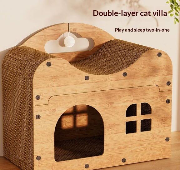 Cat bed Cat Scratching Post Vertical Wooden Sofa Corrugated Paper Cat House