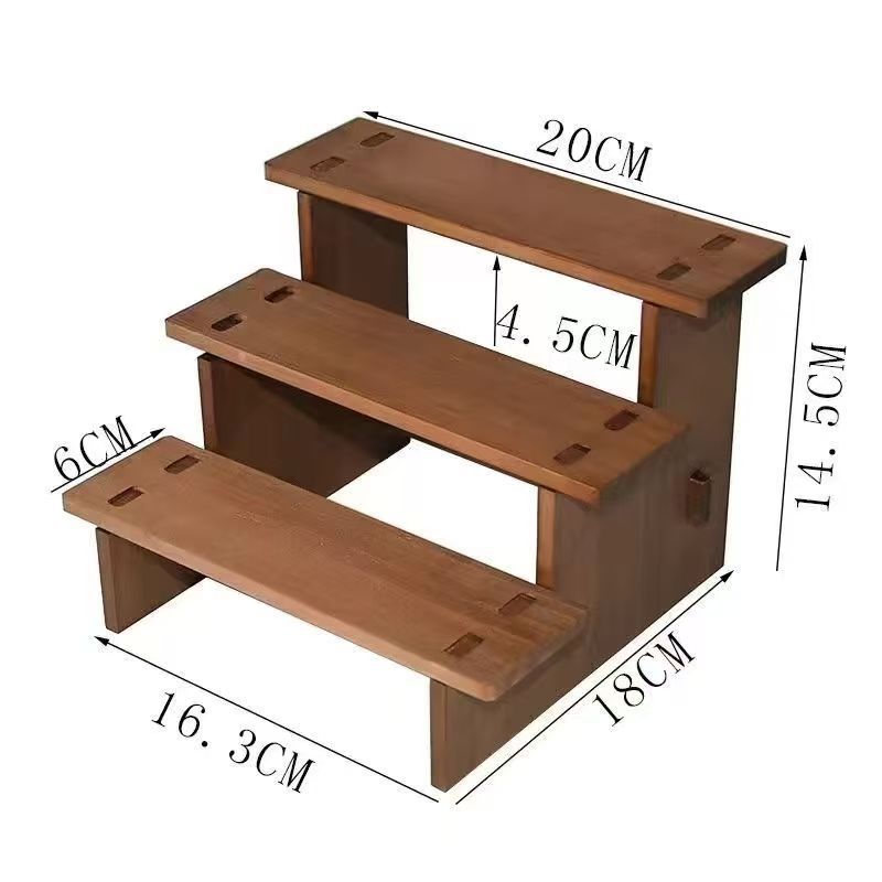 Affichage de rangement en bois à niveaux pour jouets Unité de rayonnage en bois massif