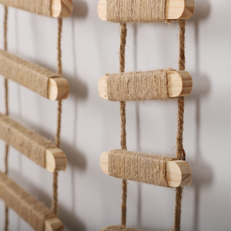 Échelle à corde de chat en bois massif bricolé avec corde sisale