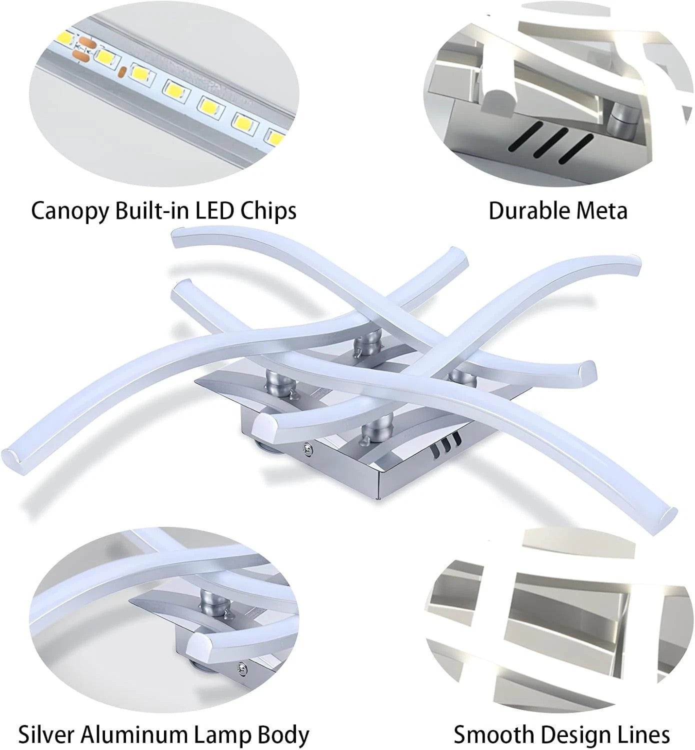 Amplificateur de plafond à LED dimmable avec télécommande Amplificateurs de plafond courbés Fixation LED