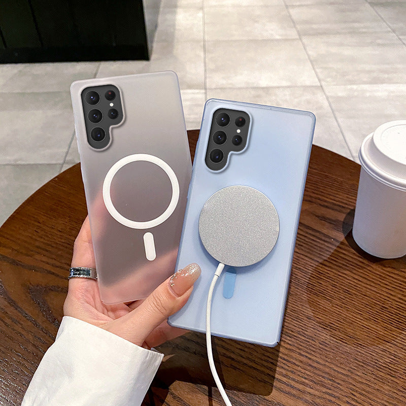 Housse de téléphone magnétique anti-dérapante de glace de coquille dure de Pc