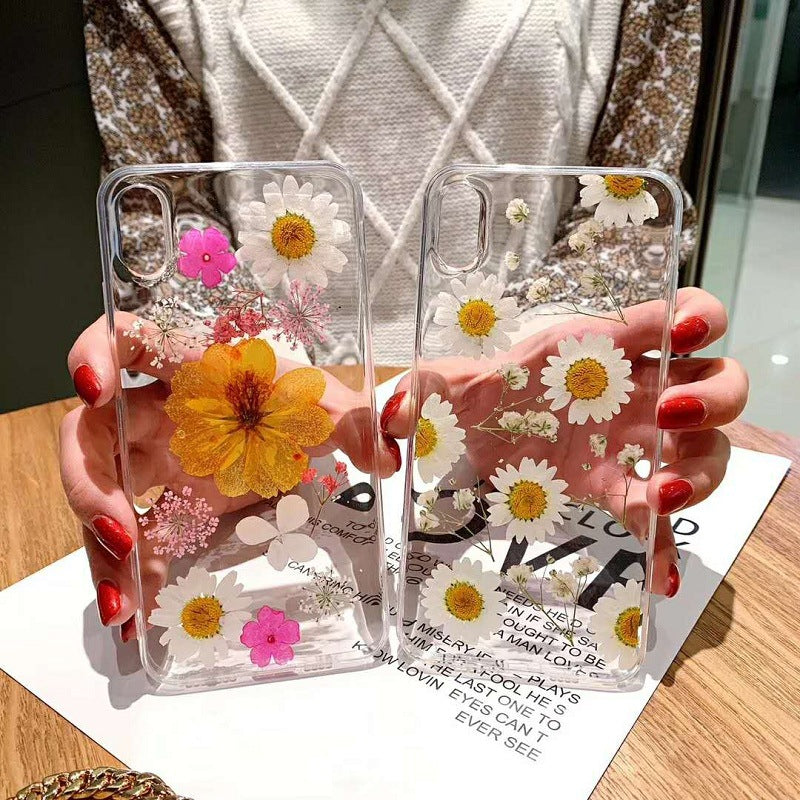 Couverture arrière Epoxy Préservé cas de téléphone à fleurs