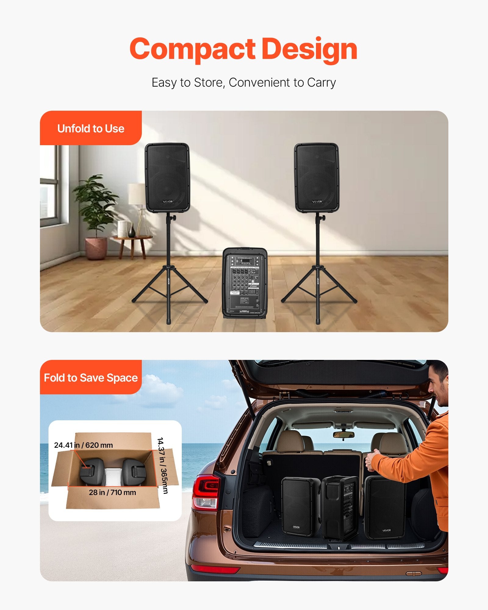 2 X 8 En haut-parleurs Portable PA System 300W Mixer Bluetooth Mic pour DJ Party
