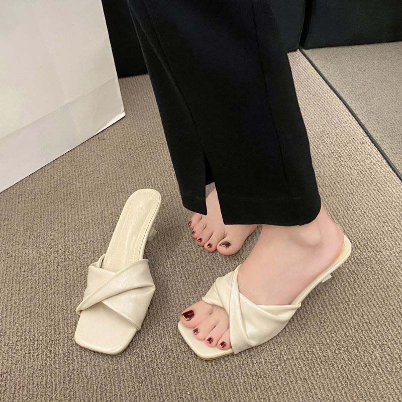 Sandales en cuir souple en glissière en glissière en glissière pour femmes