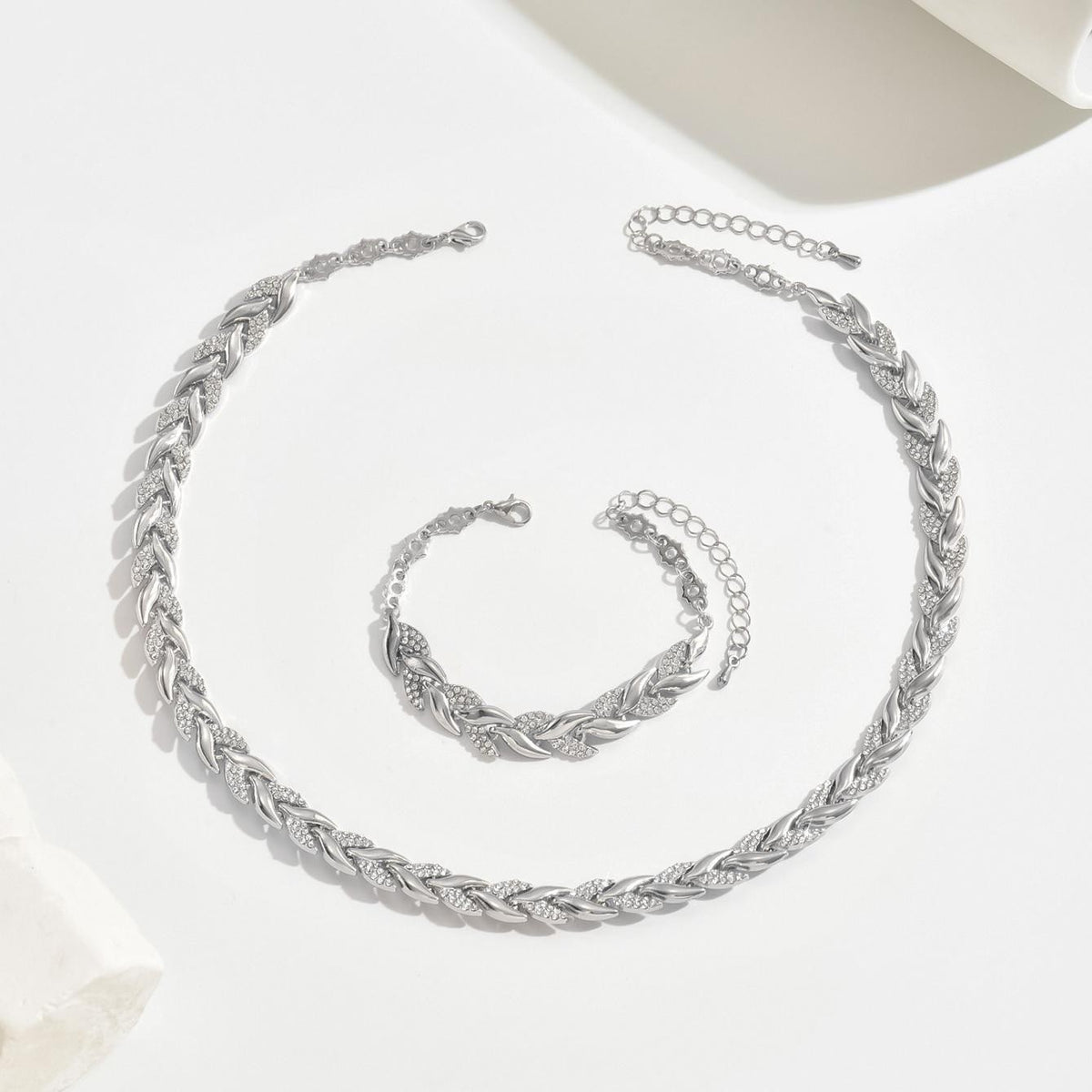 Femme Strass Incrusté de blé Spike Chaîne 2 pièces