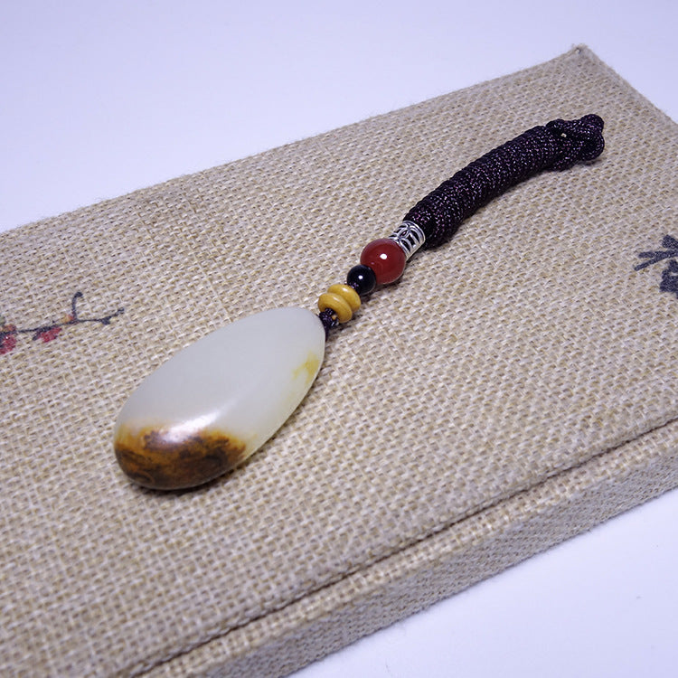 Naturel Hetian Jade Russet Skin Seed Stone Pendentif Afghanistan White Jade Pebble Collier