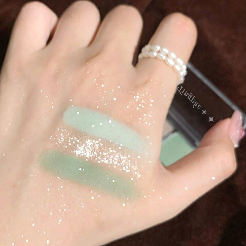 Tri-couleur vert Eyeshadow Matte Pearly et fin Shimmer