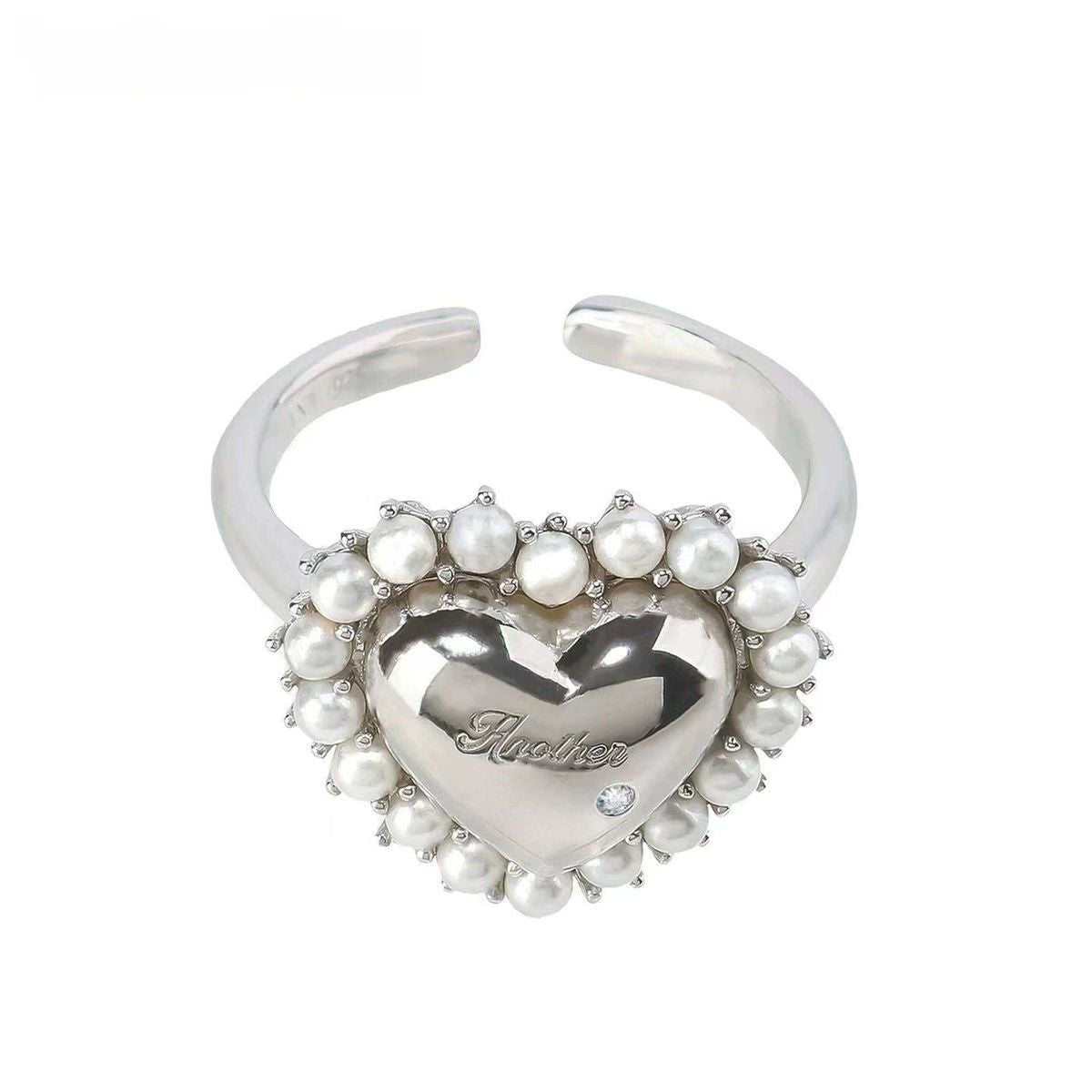 La lumière des femmes de luxe Pearl Heart Anneau ouvert